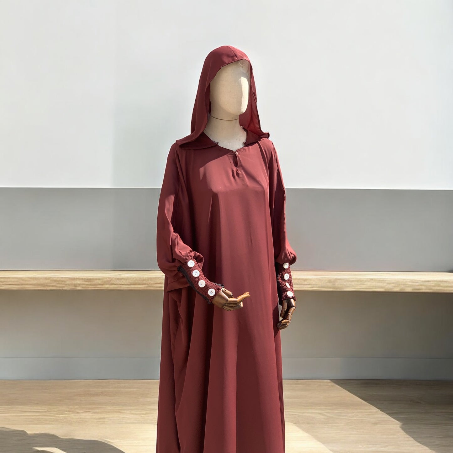 Modest hoodie jilbab maroon