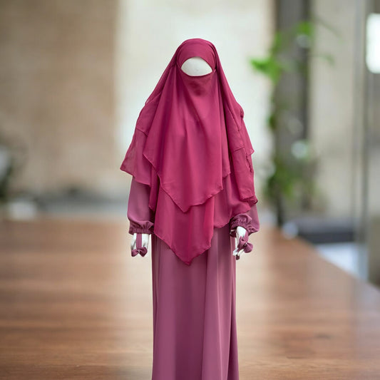 Modest Triple - L- Khimar Pink