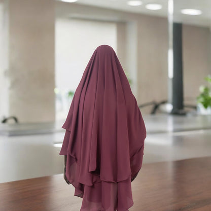 Modest Double - L- Khimar Plum