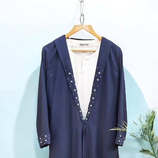 Navy Blue Fancy Zoom Abaya